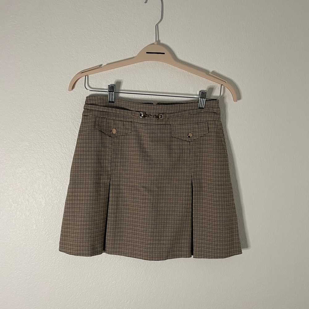 Topshop Plaid, Pleated skirt with Gold Hardware